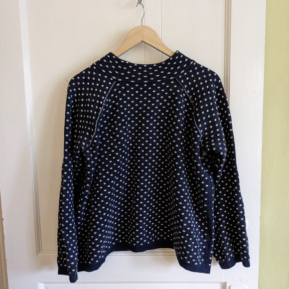 Wool Dot Cowl Sweater Navy - Picture 3 of 4